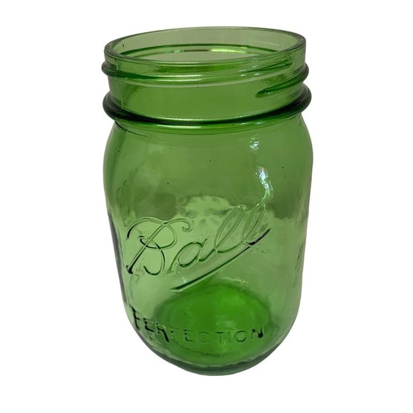 Vintage Ball MASON‎ Jar Glass Modern Design Green Container 500ML Green 5 3/4" - Picture 7 of 8